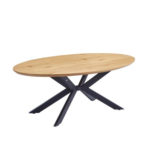 HOME DELUXE Esstisch Oval AVENTIS inklusive Sternfuß - 200 x 120 cm Light Oak, 58359