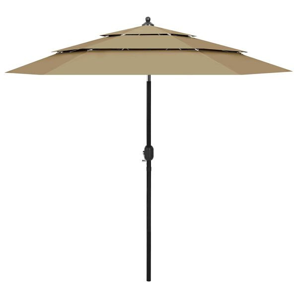 vidaXL Sonnenschirm mit Aluminium-Mast 3-lagig Taupe 2,5 m, 313863