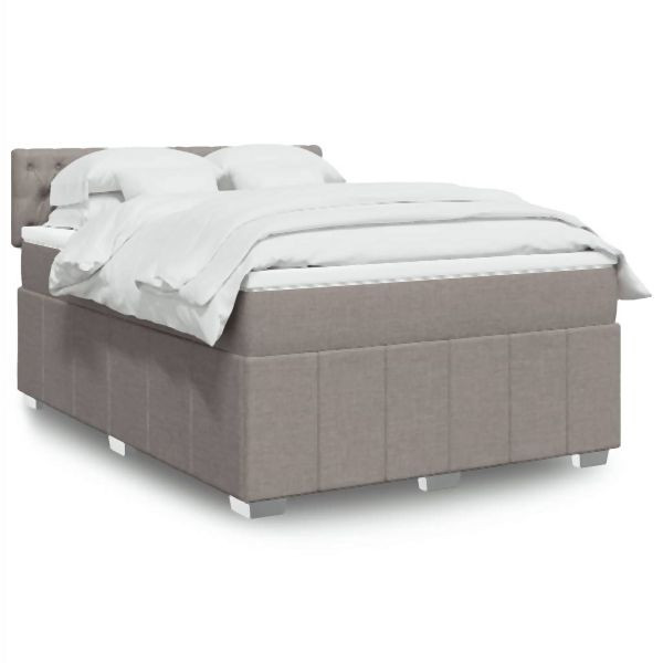 vidaXL Boxspringbett mit Matratze Taupe 140x190 cm Stoff, 3287074