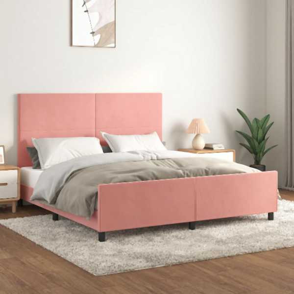 vidaXL Bettgestell mit Kopfteil Rosa 180x200 cm Samt, 3125652