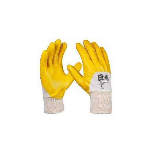PRO FIT Standard Nitril-Handschuh, gelb, 3/4 beschichtet, Strickbund, Größe: 6, VE: 12 Paar, 4001-6