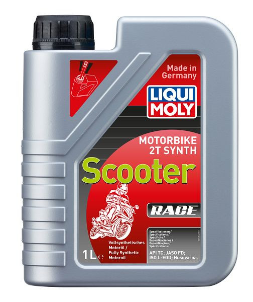 LIQUI MOLY Motoröl Motorbike 2T Synth Scooter Race, Kanister Kunststoff, VE: 1 Liter, 1053
