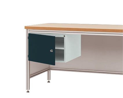Manuflex Gehäuse-Unterbau für ALU-Arbeitstische, Nutzhöhe 300 mm mit Türanschlag rechts, für Tischtiefe 600 mm, Anthrazit, ZB4730.7016