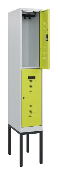 C+P Doppelstock-Spind Evolo PLUS, Gestell, 2 Fächer, 1950x300x500mm, 7035/0024, Zylinderschloss, 0493305-10 S10042