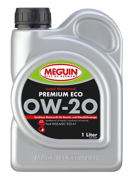Meguin megol Motorenöl Premium ECO SAE 0W-20, Kanister Kunststoff, VE: 1 Liter, 33114
