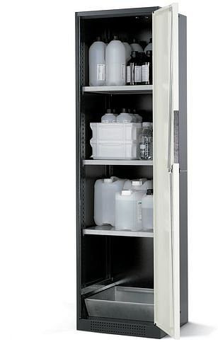 asecos Chemikalienschrank Systema CS-53R, Korpus anthrazit, grau, 3 Einlegeböden und Bodenwanne, 202574