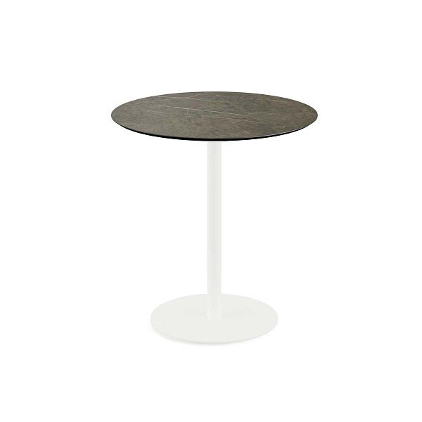 Feros Urban Terrassentisch Weiß gestell + Midnight Marble HPL Ø70 cm, 130021670
