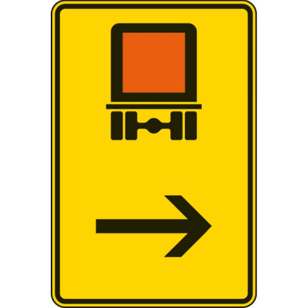 Stein HGS Wegweiser für kennzeichnungspflichtige Fahrzeuge mit gefährlichen Gütern (hier links) Nr. 422-22, 900x600mm /RA2/Flachform 2mm, 422-22-221