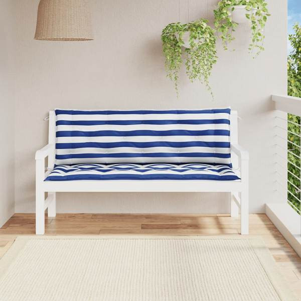 vidaXL Gartenbank-Auflagen 2 Stück Blau&Weiß Gestreift 150x50x7cm Stoff, 361709