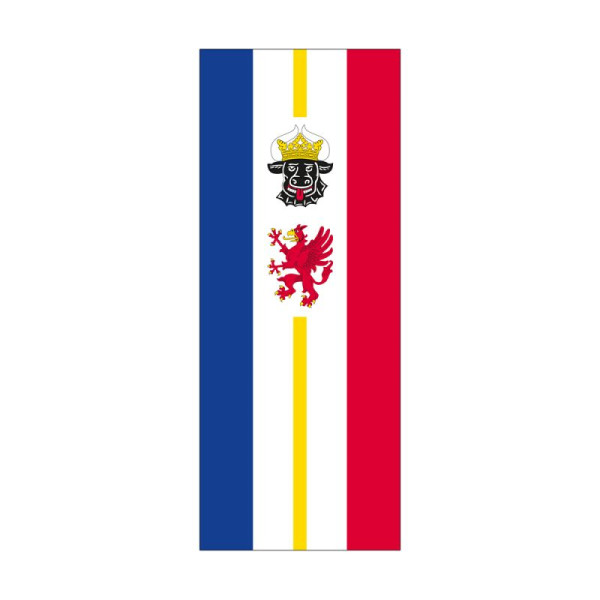 Stein HGS Landesdienstflagge Mecklenburg Vorpommern (mit Wappen), 300x120cm, FlagTop 160 g/m², für Fahnenmasten 7m ohne Hohlsaum, 26409