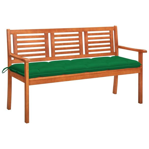 vidaXL 3-Sitzer-Gartenbank mit Auflage 150 cm Massivholz Eukalyptus, 3061016