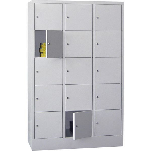 Deskin Schließfachschrank CLASSIC mit glatten Türen, Korpus lichtgrau, Türen lichtgrau, H 1850 x B 1200 x T 500 mm, 264221