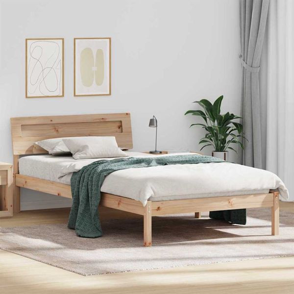 vidaXL Bettgestell mit Kopfteil Braun 90 x 190 cm Massivholz Kiefer, 872800