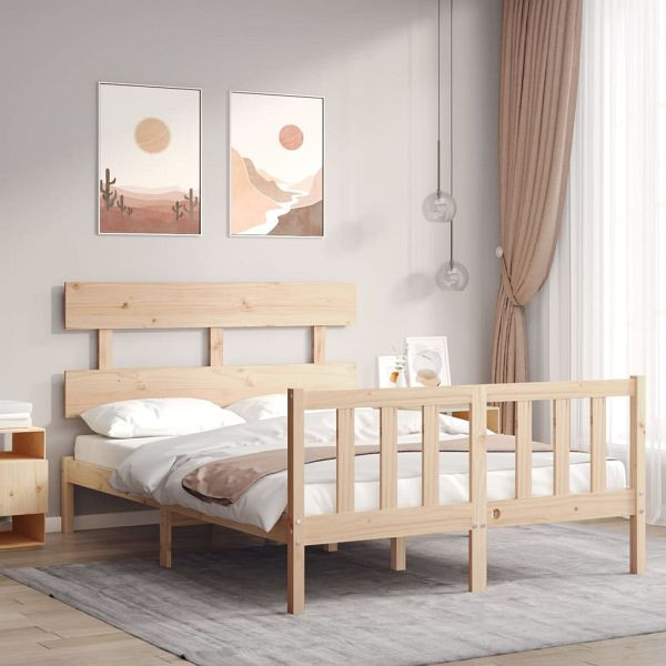 vidaXL Massivholzbett mit Kopfteil 120x200 cm, Material: Massives Kiefernholz (unbehandelt), 3193266