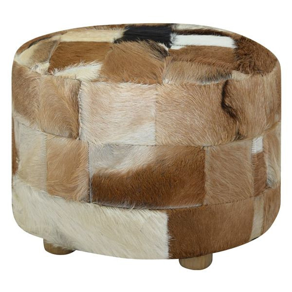 vidaXL Hocker Echtleder Rund 50x50x45 cm, Material: Leder: 100%, 244548
