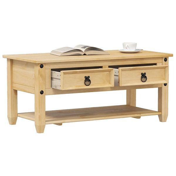 vidaXL Couchtisch mit Schubladen Corona 100x48x45 cm Massivholz Kiefer, 4002773