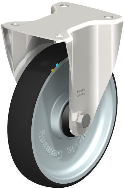 Blickle BX-PATH 200KD-ELS Edelstahl-Bockrolle mit Anschraubplatte, Thermoplastisches Polyurethan, Grau, 853694