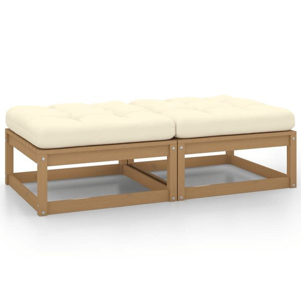 vidaXL Garten-Fußhocker mit Kissen 2 Stück Honigbraun Massivholz Kiefer, 805743