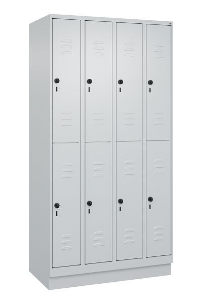 C+P Doppelstöckiger Spind Classic PLUS, Sockel, 4 Abteile, 1950x1000x500mm, 7035/7035, 080320-49 S10009