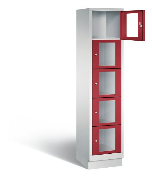 C+P Schließfachschrank Classic, H1800xB420xT500mm, Farbe: Lichtgrau / Rubinrot, 8020A125 S10001