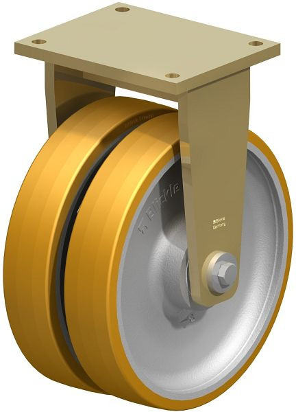 Blickle BSD-GTH 362K Stahlgeschweißte Schwerlast-Doppel-Bockrolle, Blickle Extrathane®, Hellbraun, 618405