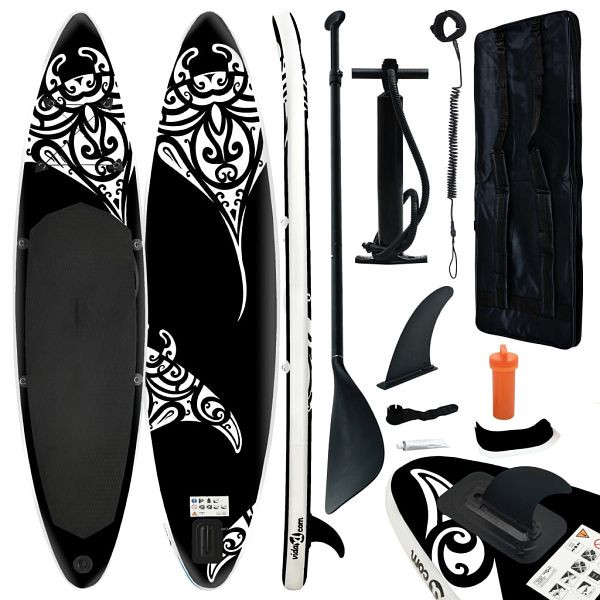 vidaXL SUP-Board-Set Aufblasbar 366x76x15 cm Schwarz, 92748