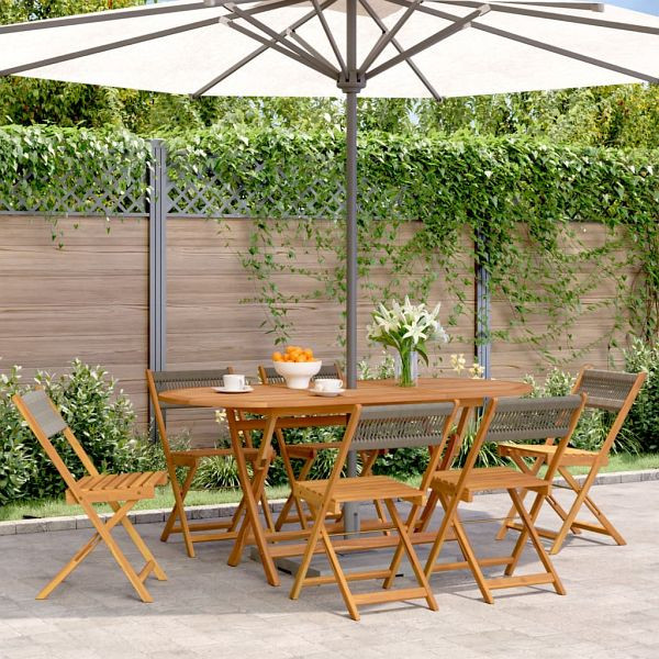 vidaXL Gartenstühle 6 Stück Klappbar Grau Massivholz Akazie, 3214605