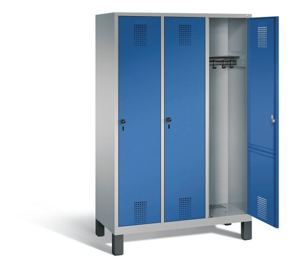 C+P Garderobenschrank Evolo, H1850xB1200xT500mm, Farbe: Weißaluminium / Enzianblau, 48010-32 S10533