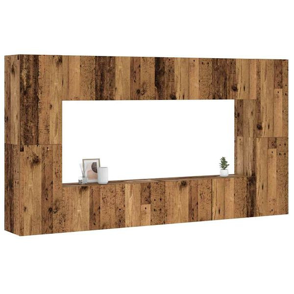 vidaXL 8-tlg. TV-Schrank-Set Wandmontage Altholz-Optik Holzwerkstoff, 3328975