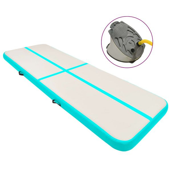 vidaXL Aufblasbare Gymnastikmatte mit Pumpe 500x100x20 cm PVC Grün, 92684