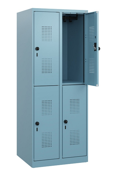C+P Doppelstöckiger Spind Evolo PLUS, 4 Fächer, 1530x600x500mm, 0010/0010, Drehriegel, 0493005-20 S10025