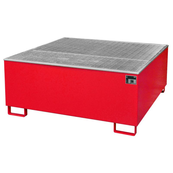 STEIN HGS Auffangwanne AW/PE, mit PE-Kunststoffeinsatz, 1000 Liter, RAL 3000 feuerrot, Gesamthöhe 630 mm, lackiert, 1 IBC 1000 Liter, 79188.0008