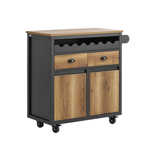 SoBuy Kücheninsel mit einer Schublade Schwarz 89x40x87 cm, Industriell, FKW122-SCH