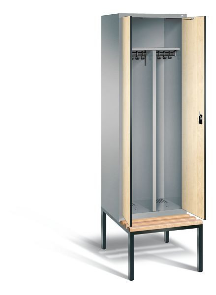 C+P Schwarz-Weiss-Spind Evolo, H2090xB610xT815mm, Farbe: Weißaluminium / Dekor Donau-Ahorn, 48052-20 S10338