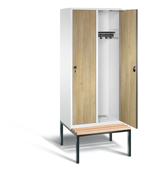 C+P Garderobenschrank Evolo, H2090xB810xT815mm, Farbe: Verkehrsweiß / Dekor Eiche Sereno, 48050-22 S10294