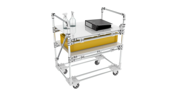 TRILOGIQ 2-stöckiger Regal-Trolley verstärkt, 920 x 620 x 1060 mm, 21619-02