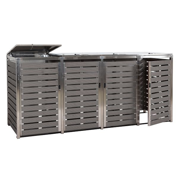 Mendler 4er Mülltonnenverkleidung HWC-K14, Mülltonnenbox, 120x264x85cm WPC Edelstahl 128kg, anthrazit, 87699+87700+87701