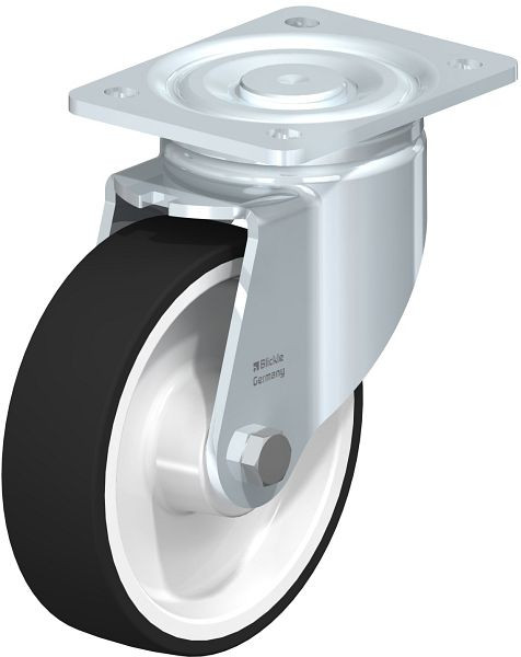 Blickle LH-POTH 160R Stahlblech-Lenkrolle, Schwerlast-Ausführung, mit Anschraubplatte, Thermoplastisches Polyurethan, Grau, 747085