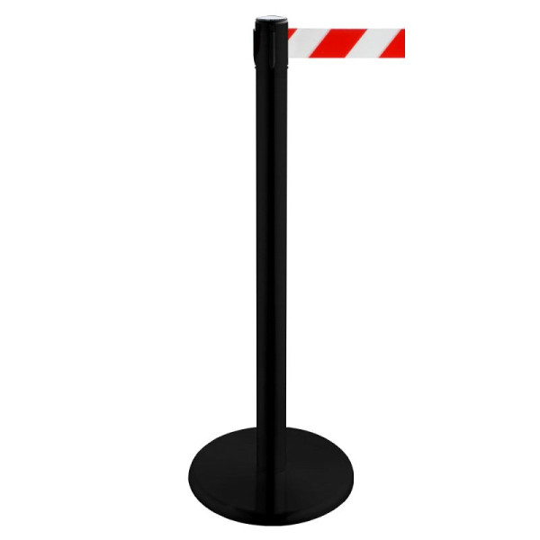 Stein HGS Personenleitsystem -P-LINE Future-, Metall/ schwarz, rot/weiß diagonal (schraffiert), mit Gurtendstück (Standard), Gurtlänge: 2,3 m, 12796-1302