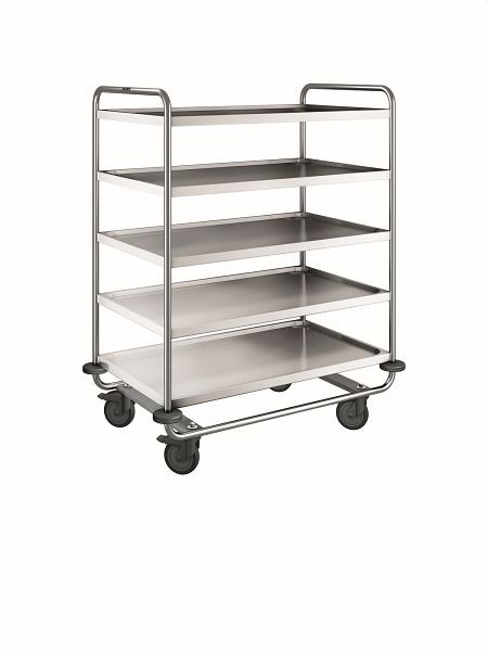 B.PRO SW 10 X 6-5 Servierwagen aus rostfreiem Edelstahl mit Kunststoffrollen, 569783