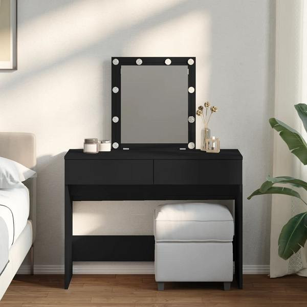 vidaXL Schminktisch mit LED-Beleuchtung Schwarz 100x40x130 cm, 848193