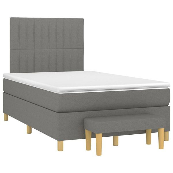 vidaXL Boxspringbett mit Matratze Dunkelgrau 120x190 cm Stoff, 3270419