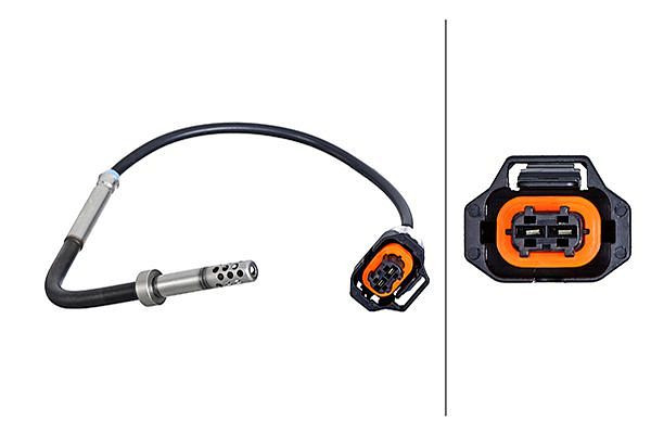 HELLA Sensor, Abgastemperatur, 2-polig, geschraubt, Kabel: 180mm, 6PT 010 376-421