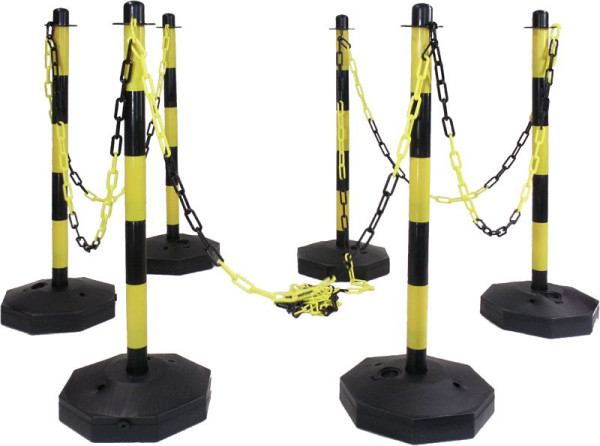 Moedel Kettenständer-Set gelb/schwarz, Kunststoff, Höhe 870 mm, Ø 35 mm, 6 Pfosten/Set, 56189