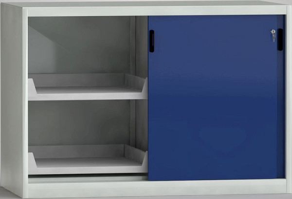 KLW Schiebetürschrank 1000 x 1500 x 815 mit abschliessbaren Schiebetüren, Trennwand, mit 4 Auszugstablaren, 7SS-ST1000ETB-007MPB