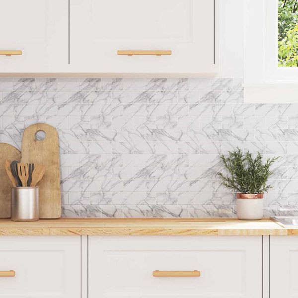 vidaXL U-Bahn-Fliese 50 pcs Weiß Marmor 30,5 x 30,5 cm, 42021226