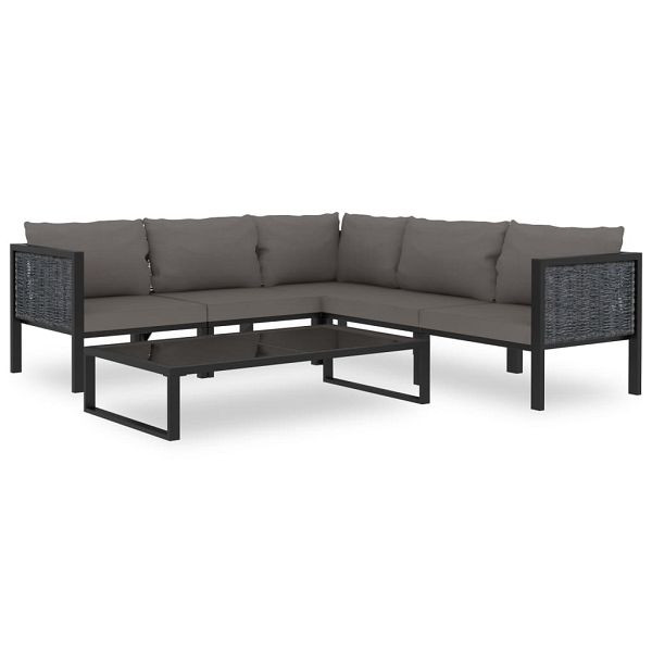 vidaXL 6-teilig Garten-Lounge-Set mit Auflagen Poly Rattan Anthrazit, 49409