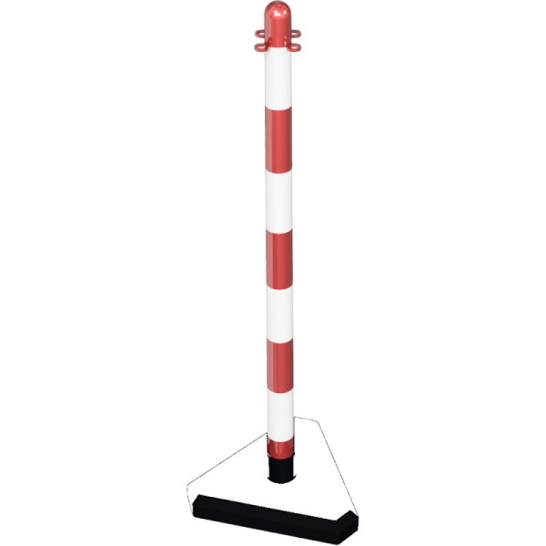 Stein HGS Kettenpfosten -Cloud-, Dreieck-Fuß (SL 300mm), Fuß befüllt, Pfosten weiß/rot, 4040kb