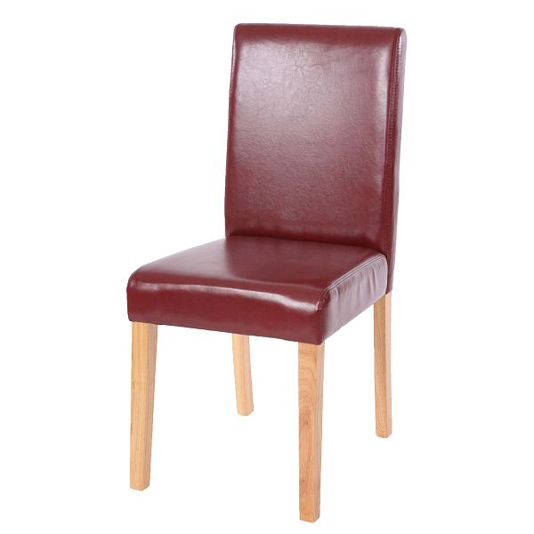 Mendler Esszimmerstuhl Littau, Küchenstuhl Stuhl, Kunstleder, rot-braun, helle Beine, 74376