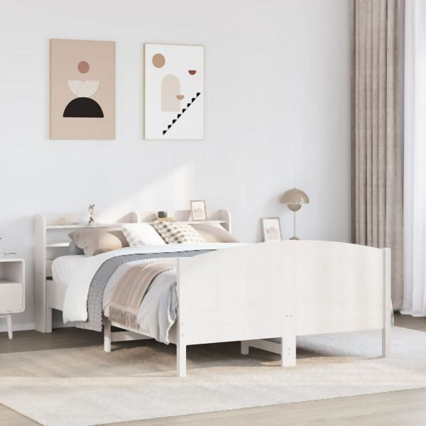 vidaXL Massivholzbett ohne Matratze Weiß 140x190 cm Kiefernholz, 3306973